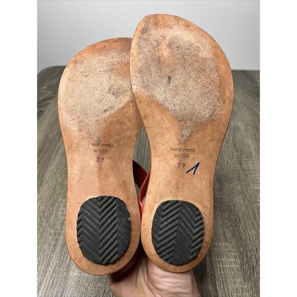 Cydwoq Hillary Toe-Ring Red Brick Leather Handmade USA Sandals Sz EU 39 / US 8 - Picture 10 of 10